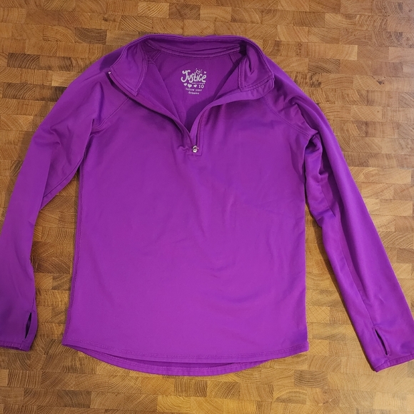 Justice zip front lined mock neck pul over with thumb holes - Picture 4 of 16